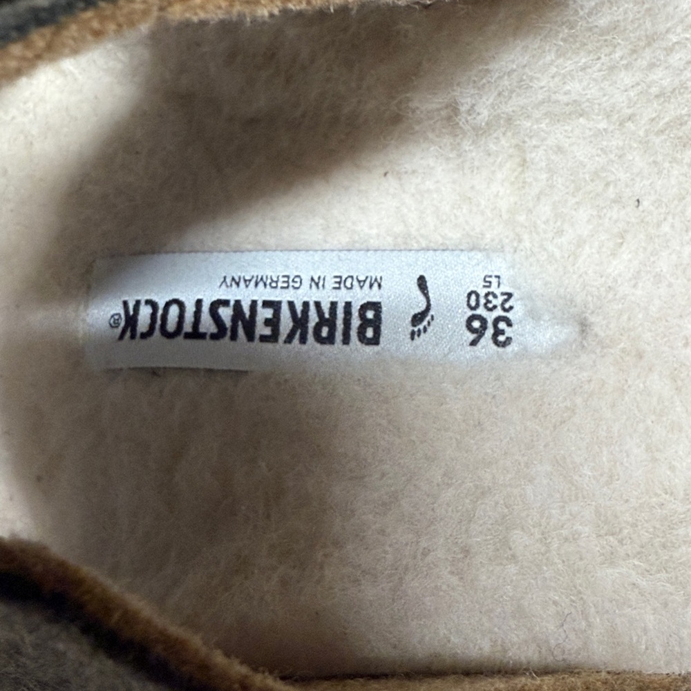 Birkenstock Olive Green Happy Lamb Wool Felt Sandals - Picture 3 of 6
